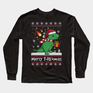 Merry t rex mas ugly christmas sweater Long Sleeve T-Shirt